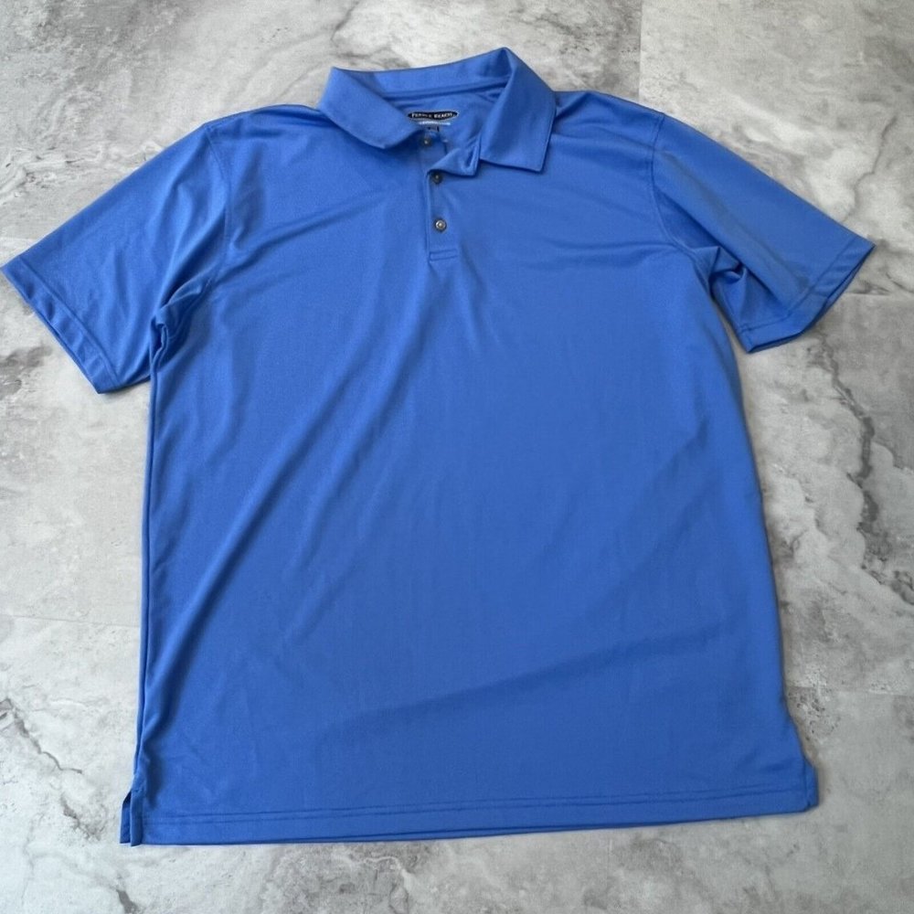 Pebble Beach Performance Solid Light Blue Men's XL Xlarge Polo Shirt Mens‎